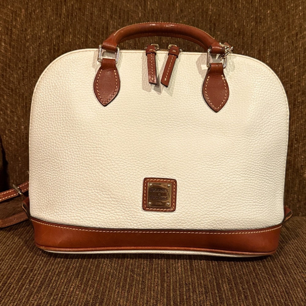Dooney & Bourke Pebble Grain Zip Zip Satchel in White